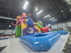 Marble Octopus Inflatable Slide Double lane Inflatable Water Slide with Pool Slide for Party Business