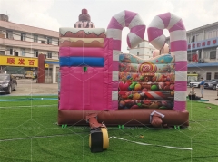 Jiang Yue Custom Candy Style Inflatable Bouncer and Slide Candy House for Sale
