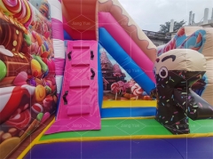 Jiang Yue Custom Candy Style Inflatable Bouncer and Slide Candy House for Sale