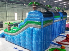 Hot Sell Commercial Tropical Falls Palm Tree Shore Inflatable Water Slide For Pool