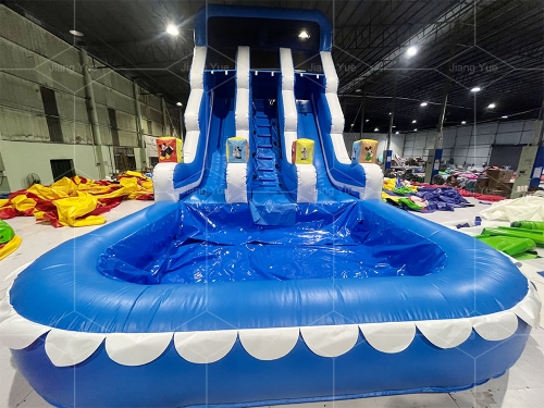 Micky Mouse Blue Inflatable Water Slide With Pool for Kids Birthday