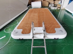Drop Stitch PVC Teak Foam Inflatable Swim Platform Floating Dock With Ladder