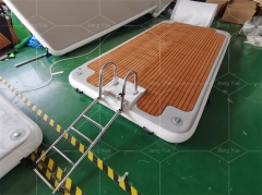 Drop Stitch PVC Teak Foam Inflatable Swim Platform Floating Dock With Ladder